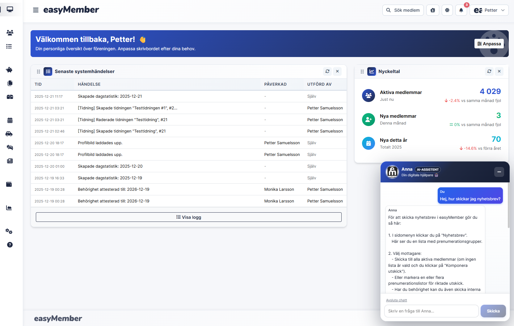 Anna - AI-assistent - easyMember