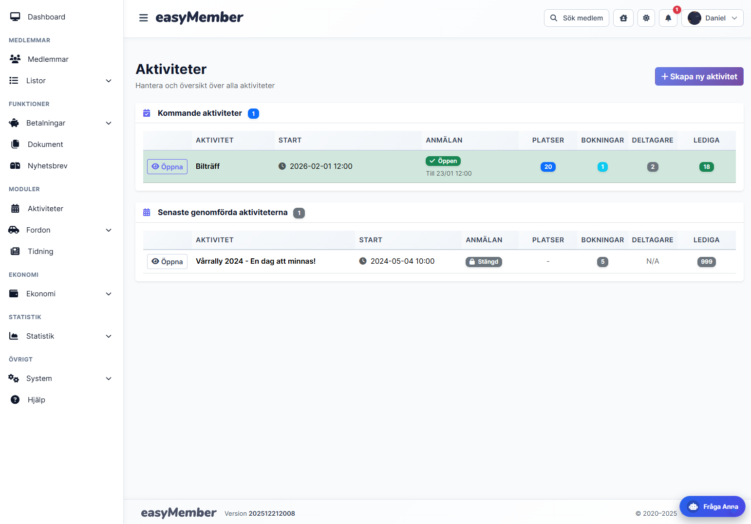 Boka aktivitet - easyMember