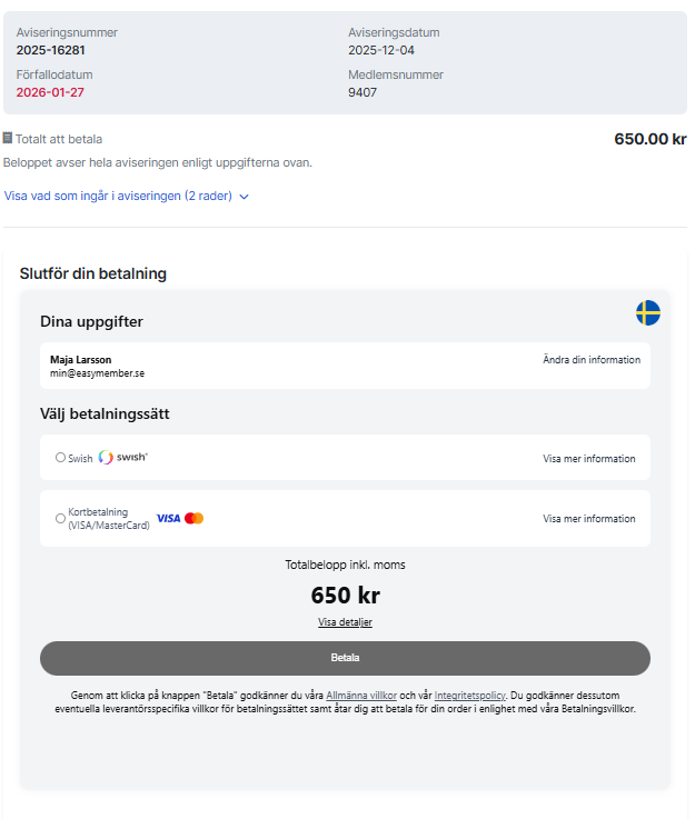 Checkout - easyMember